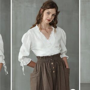 Linenaive Linen Wrap Kimono Blouse